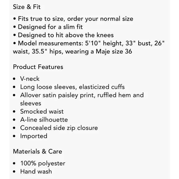 MAJE Paisley V-Neck Dress with Ruffled Sleeves - Picture 6 of 8